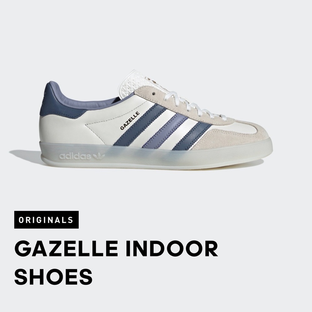 Adidas Gazelle Indoor Soccer Shoe - White/Preloved Ink Mel/Off White.